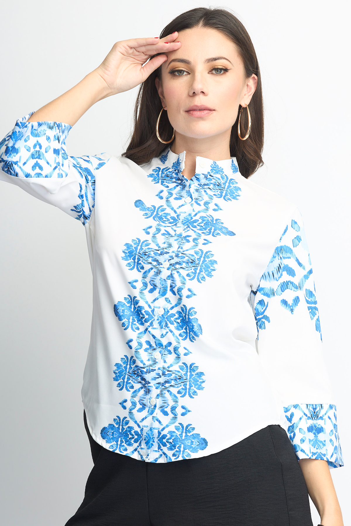 Blusa camisera cuello mao