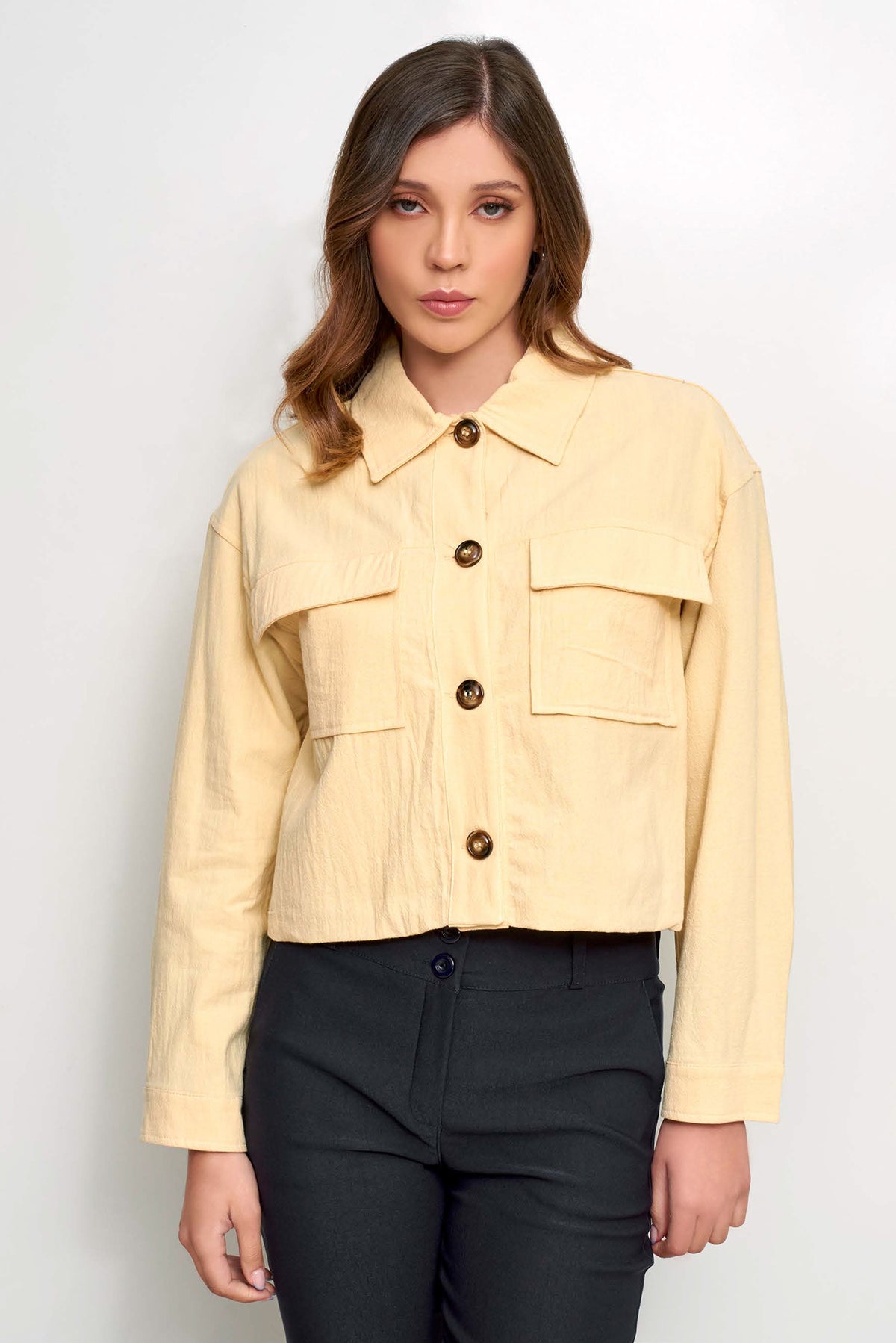 Camisa crop manga larga