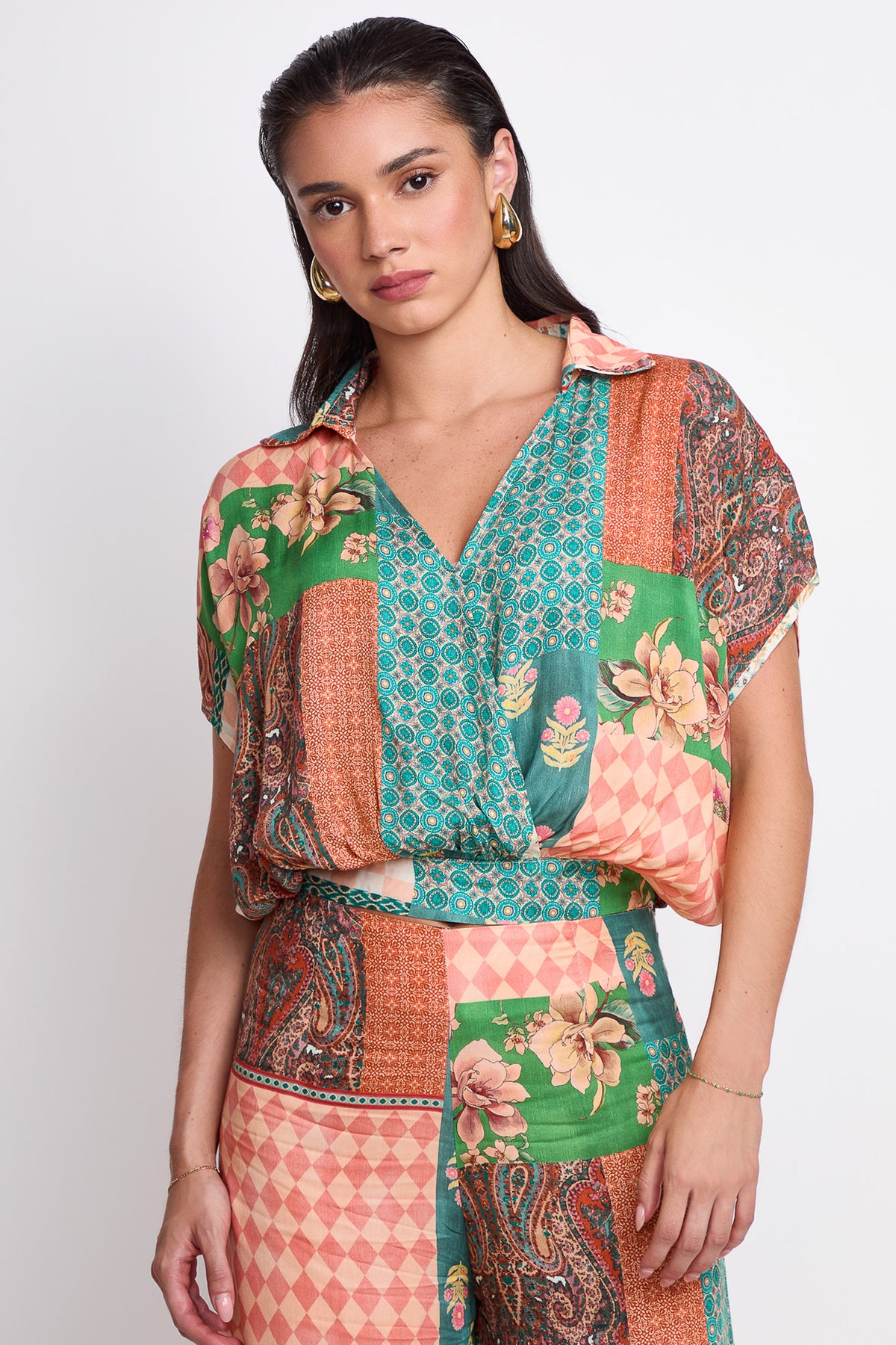 Blusa cruzada con manga kimono