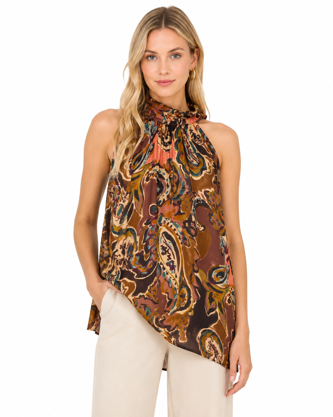 Blusa halter corte asimétrico