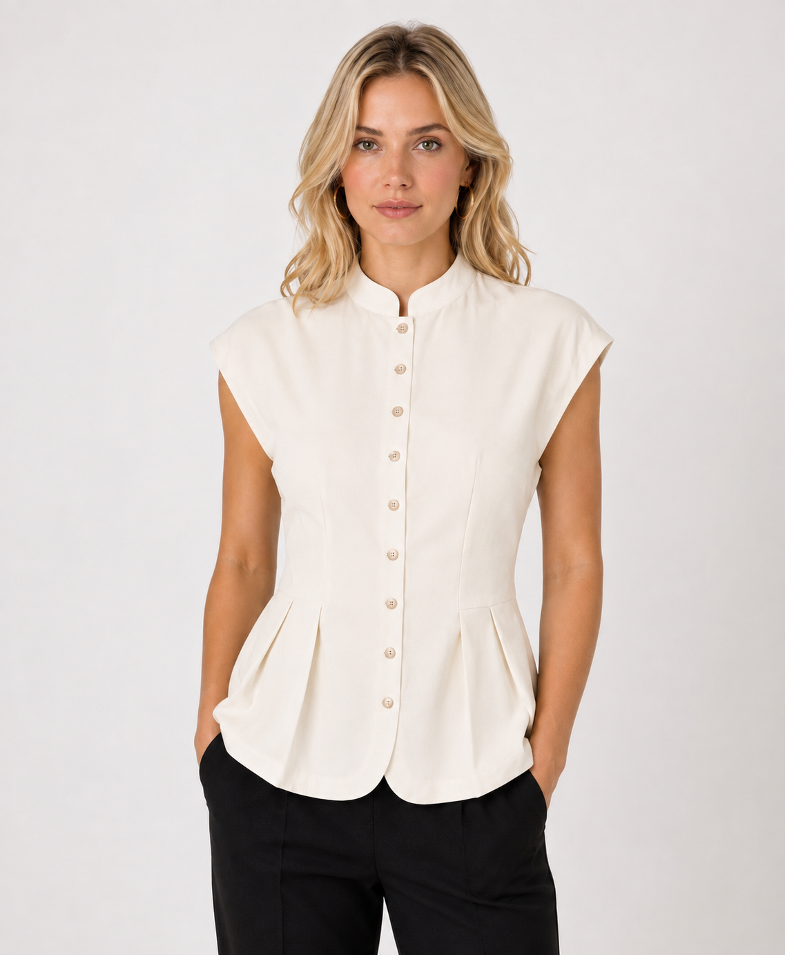 Blusa manga corta con botones al frente