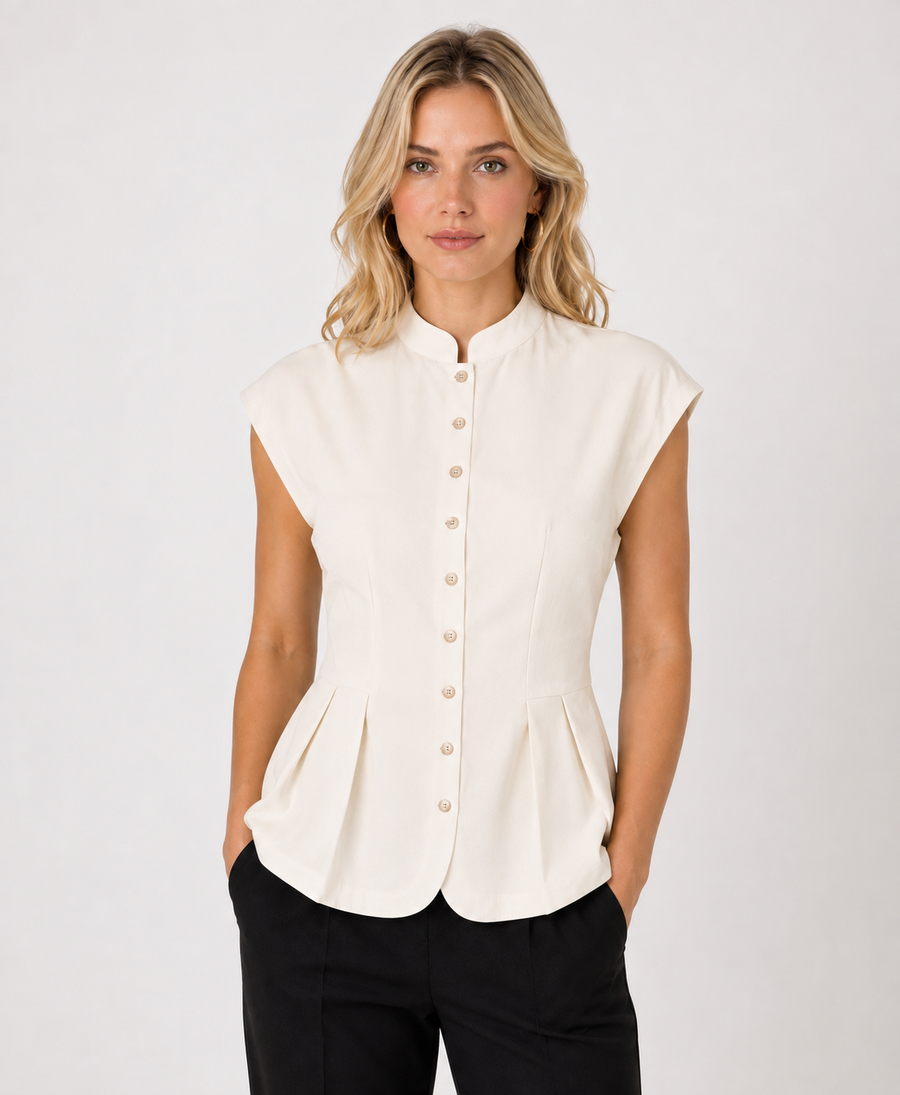 Blusa manga corta con botones al frente