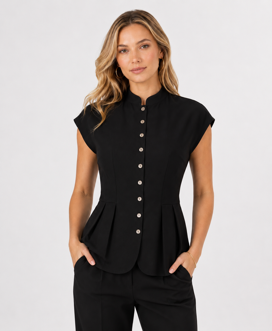 Blusa manga corta con botones al frente
