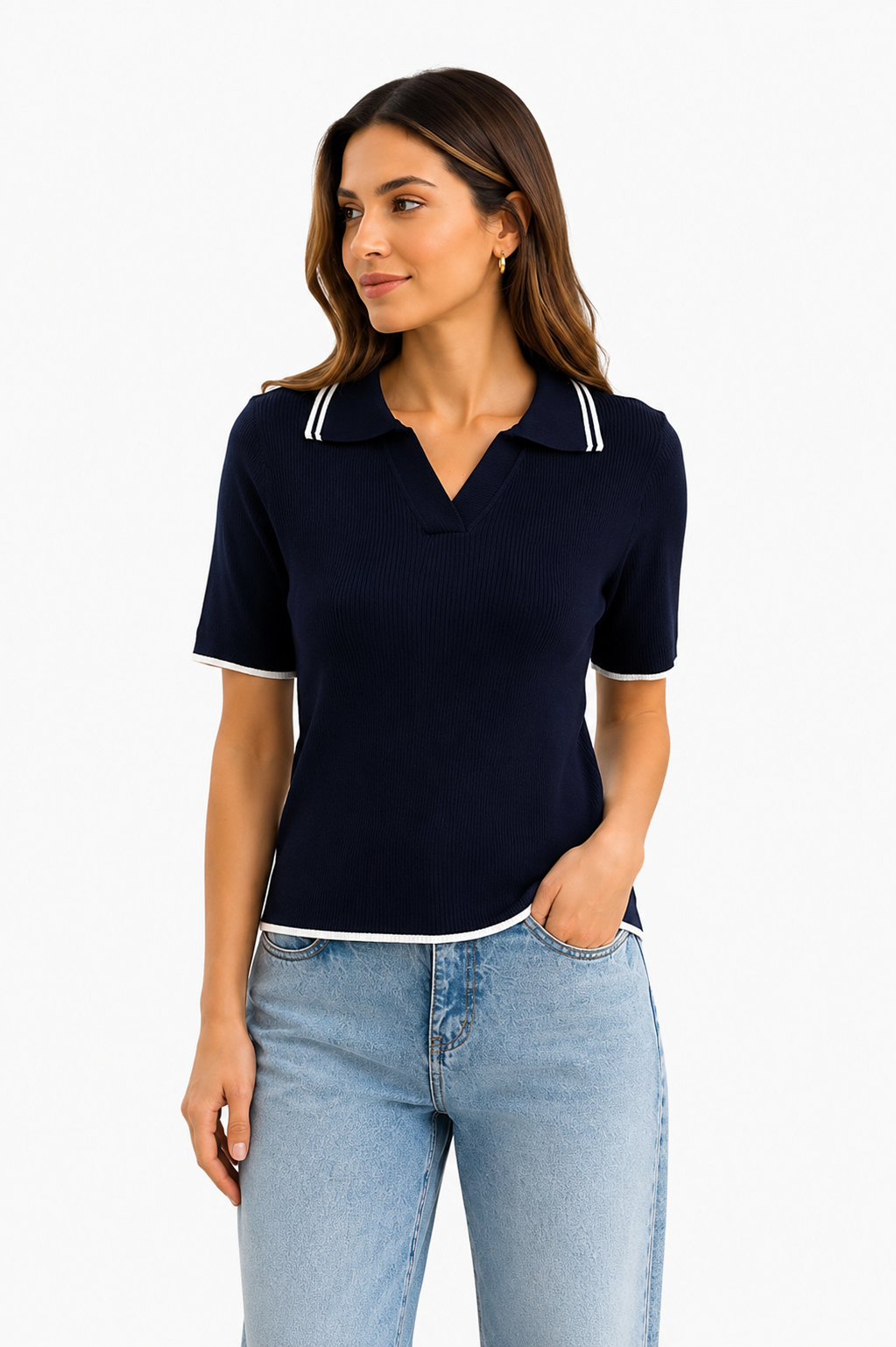 Blusa tejida cuello sport