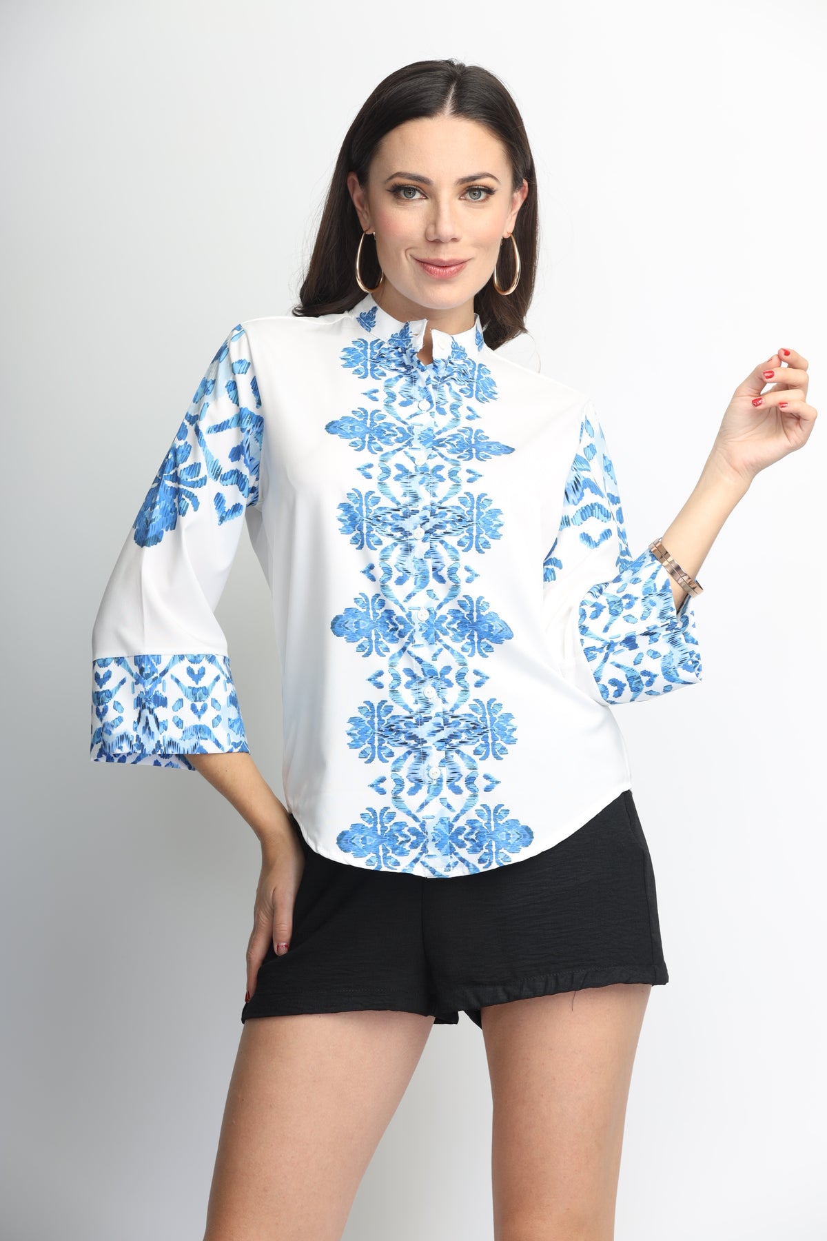 Blusa camisera cuello MAO