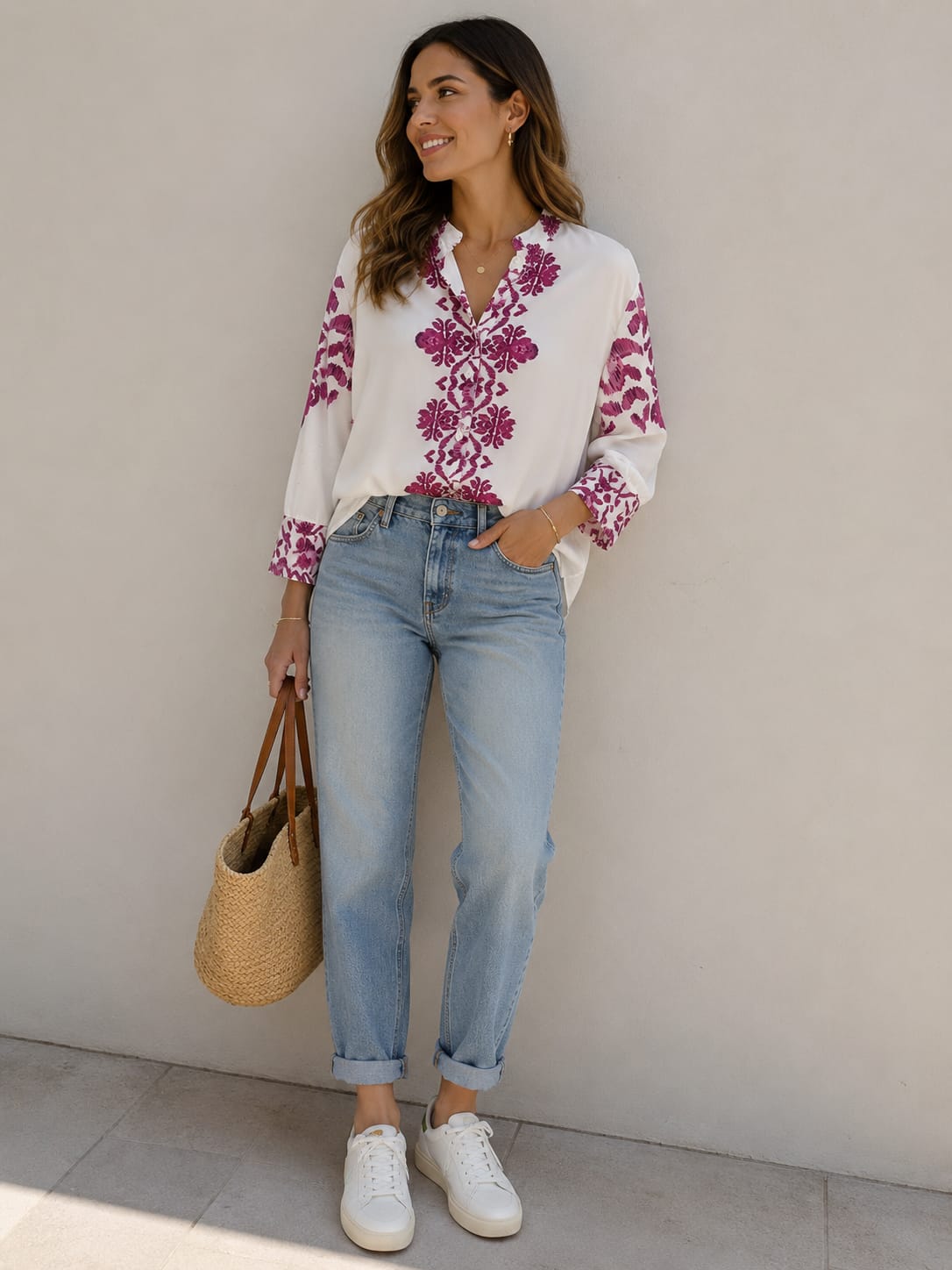 Blusa camisera cuello mao