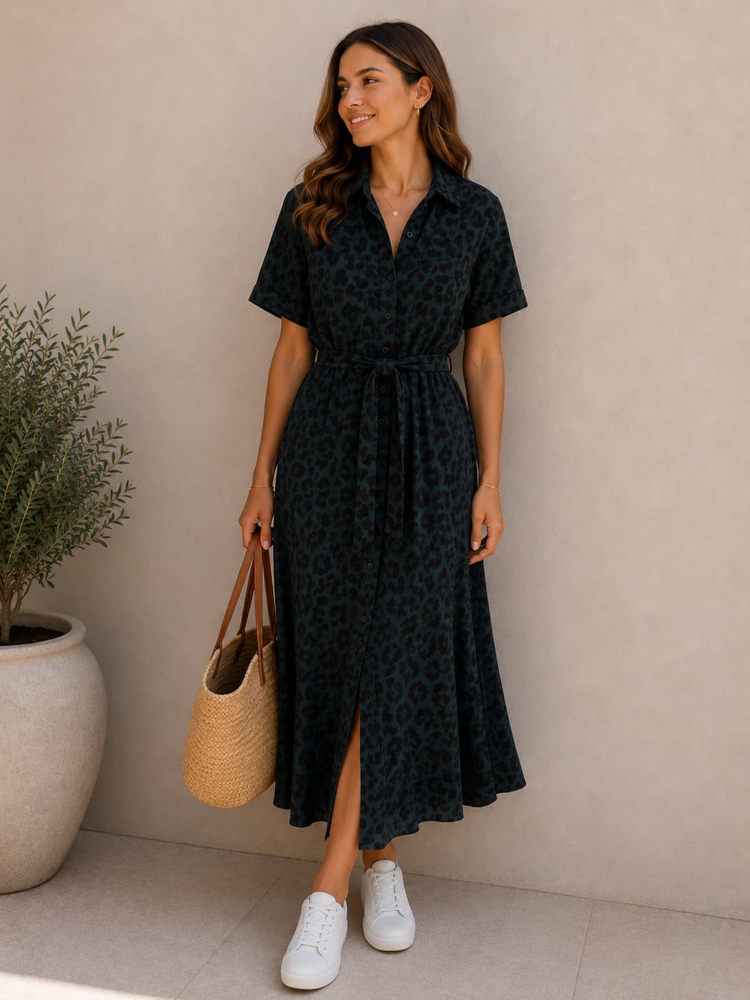 Vestido camisero animal print